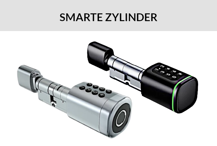 Smarte elektronische Türzylinder mit Zahlentastatur und Fingerabdrucksensor.