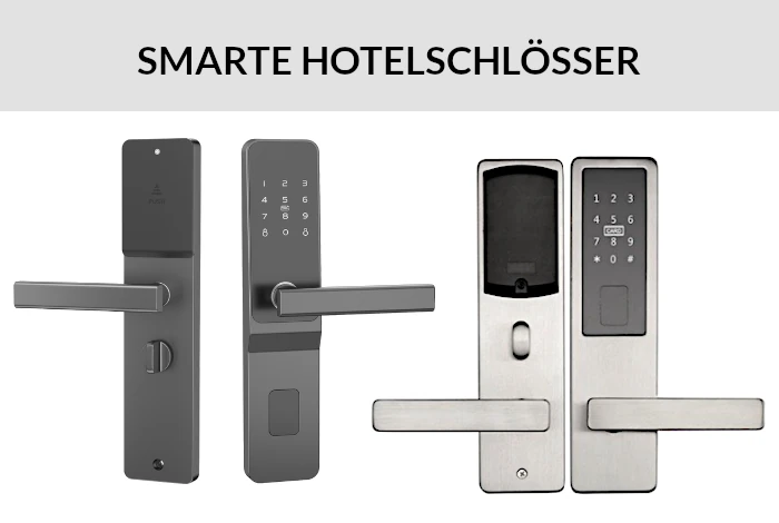 Smarte elektronische Hotelschlösser mit Türgriff und Tastatur.