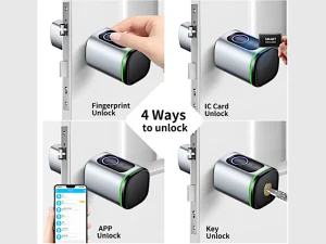 TTLOCK MYSTIC FP beim Öffnen per Fingerabdruck, IC-Karte, App und mechanischem Schlüssel.