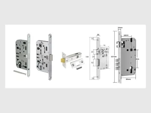 Verschiedene Einsteckschlösser für TTLOCK BOSS X mit technischen Abmessungen.