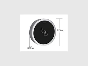Abmessungen des TTLOCK S-BOX MINI mit 73 mm Durchmesser und 20 mm Tiefe.